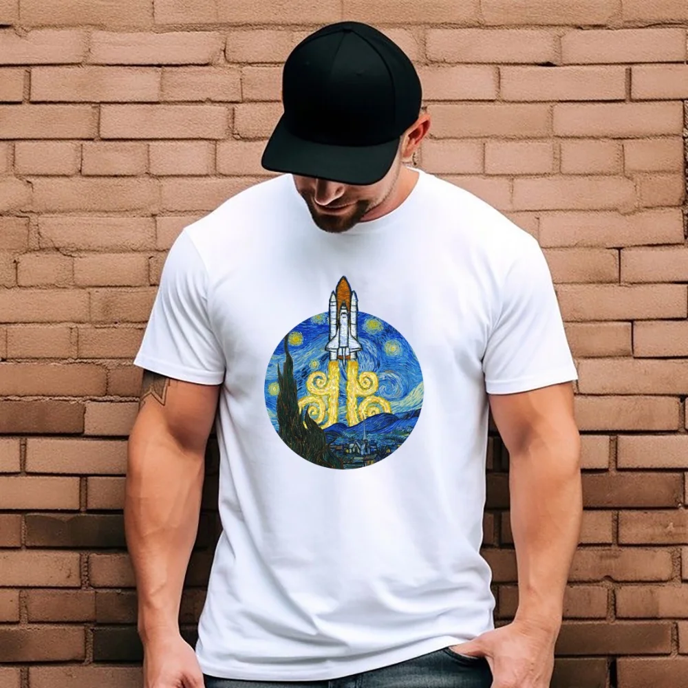 

New Arrivals Summer Mens Fashion Spaceship Design T-Shirts Cool Streetwear Tops Hipster Tee