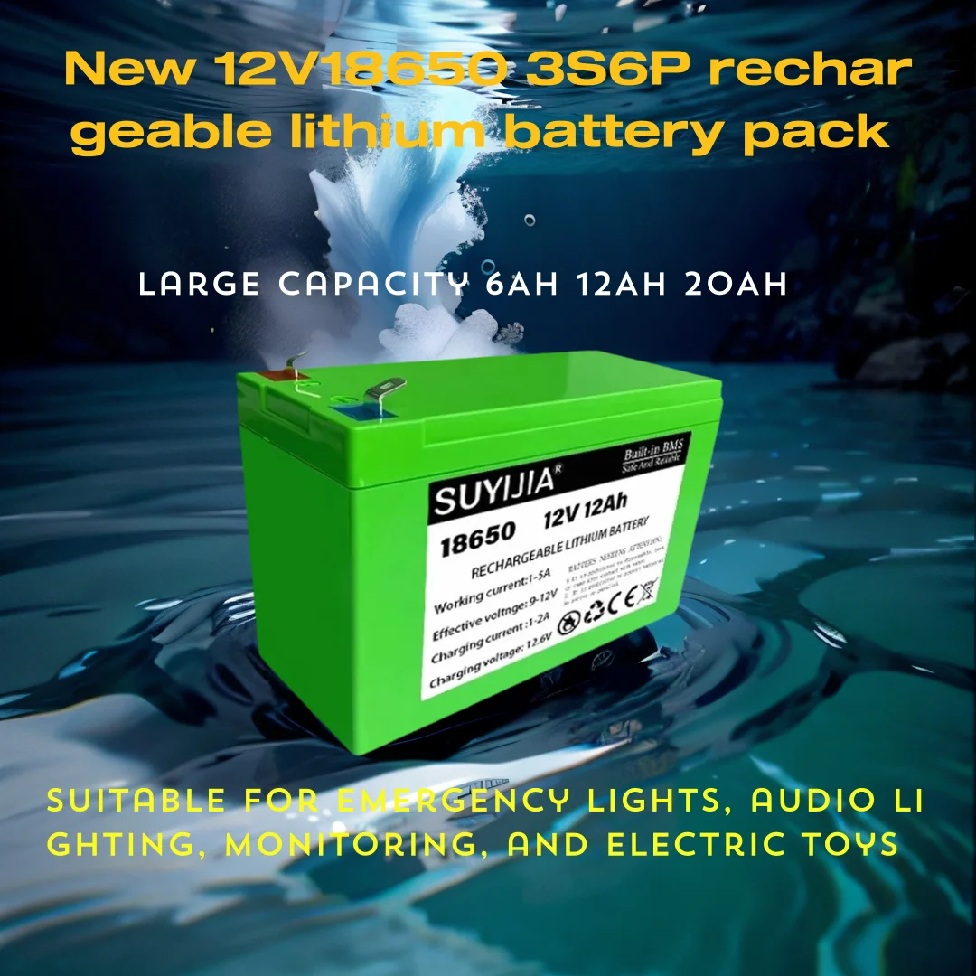 New 12V18650 3S6P rechargeable lithium battery pack suitable for emergency lights, audio lighting, monitoring, and electric toys