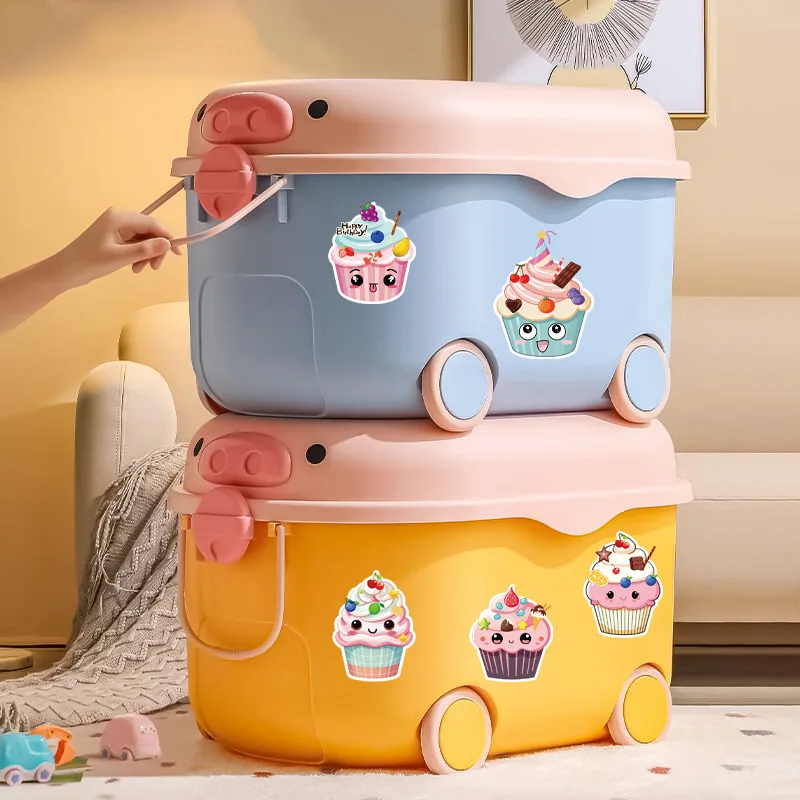8/16PCS Paper Cupcake Stickers Cute Cartoon Make a Face Decals Notebook Water Cups Laptop Decorative Waterproof Stickers