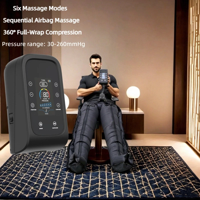 8‑Chamber Pressotherapy Leg Foot Massage Boots Sports Recovery Air Compression Circulation Massager