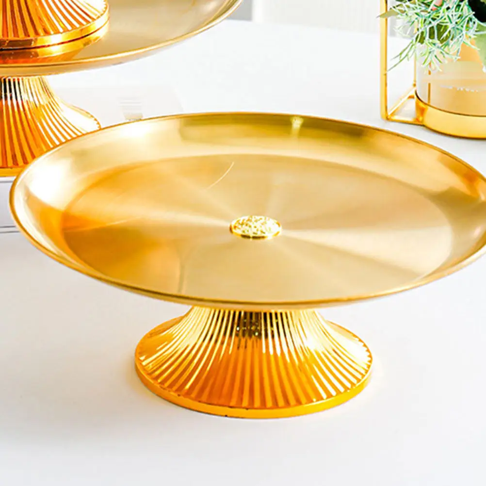 

Stainless Steel Cake Plate High Footed Classic Design Dessert Display Stand Fruit Serving Tray Dessert Display Tray