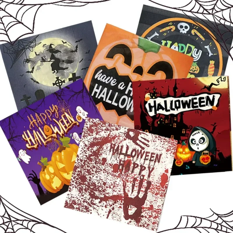 20jpcs/pac 2-Ply Halloween Pumpkin Spooky Witch Theme Holiday Ghost Party Disposable Tissue Paper Decoration for Photo Shoots