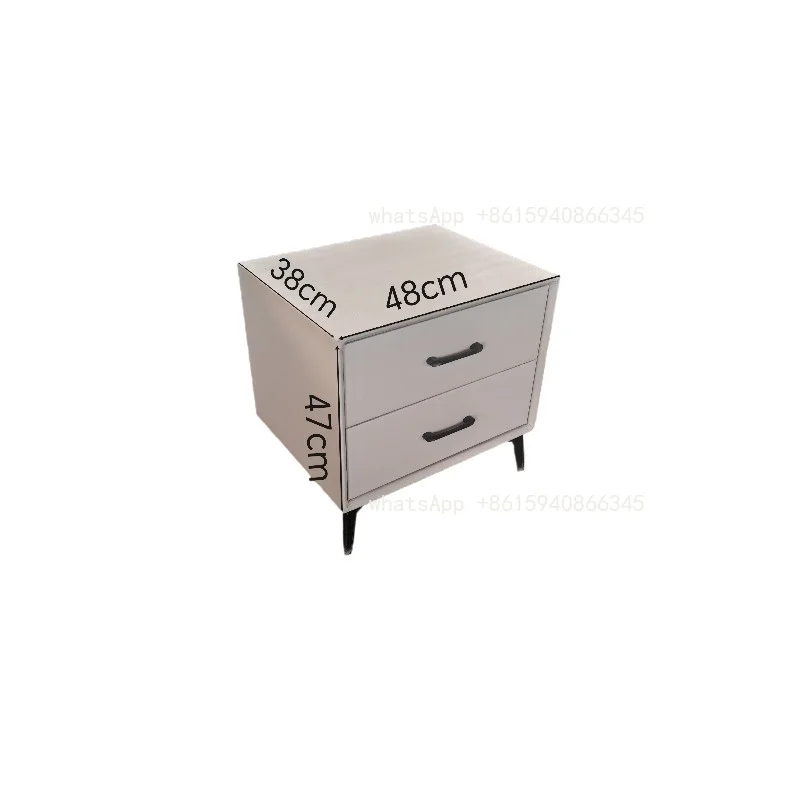 

Modern Cat Scratch Leather Nightstand Dual Drawer Solid Wood Cabinet Bedroom Home Storage Organizer