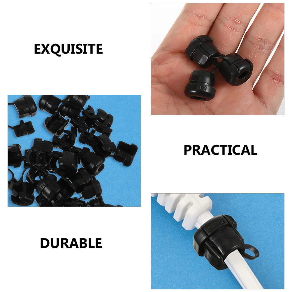 

20 Pcs Power Cord Fixing Buckle Wire Strain Relief Cable Gland Connector Black Nylon Waterproof Grommets Protect Wires Desktop