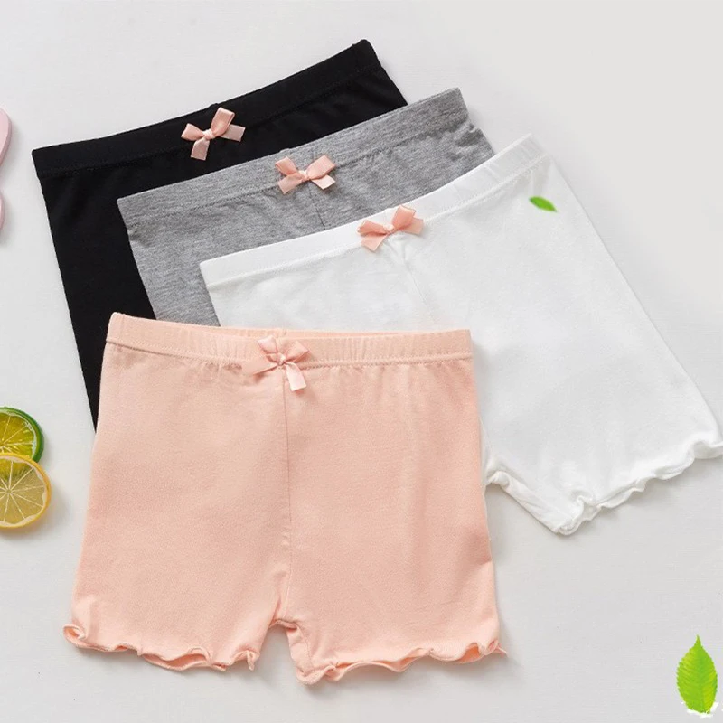 4 Pcs Kid Girls Panties Modal Breathable Safety Pant Lotus Leaf Edge Flat Corner Underpants Prevent Exposure Leggings 2-12 Years