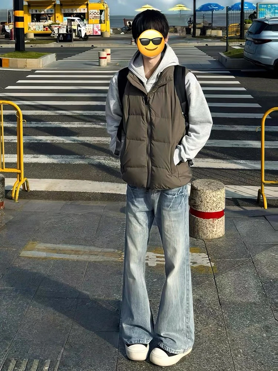 

Light Blue Fleece Lined Flared Men's Jeans Straight Leg Knife Casual Wear Comfortable Fit American Style Denim Pants