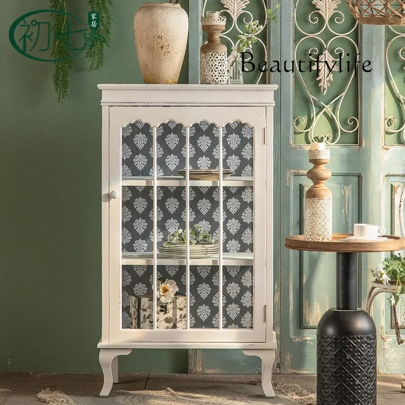 

Hogar Decoración French Vintage Living Room Cabinet Sideboard Buffet Console Cabinet Coffee Bar Storage With Rattan Decorated Co