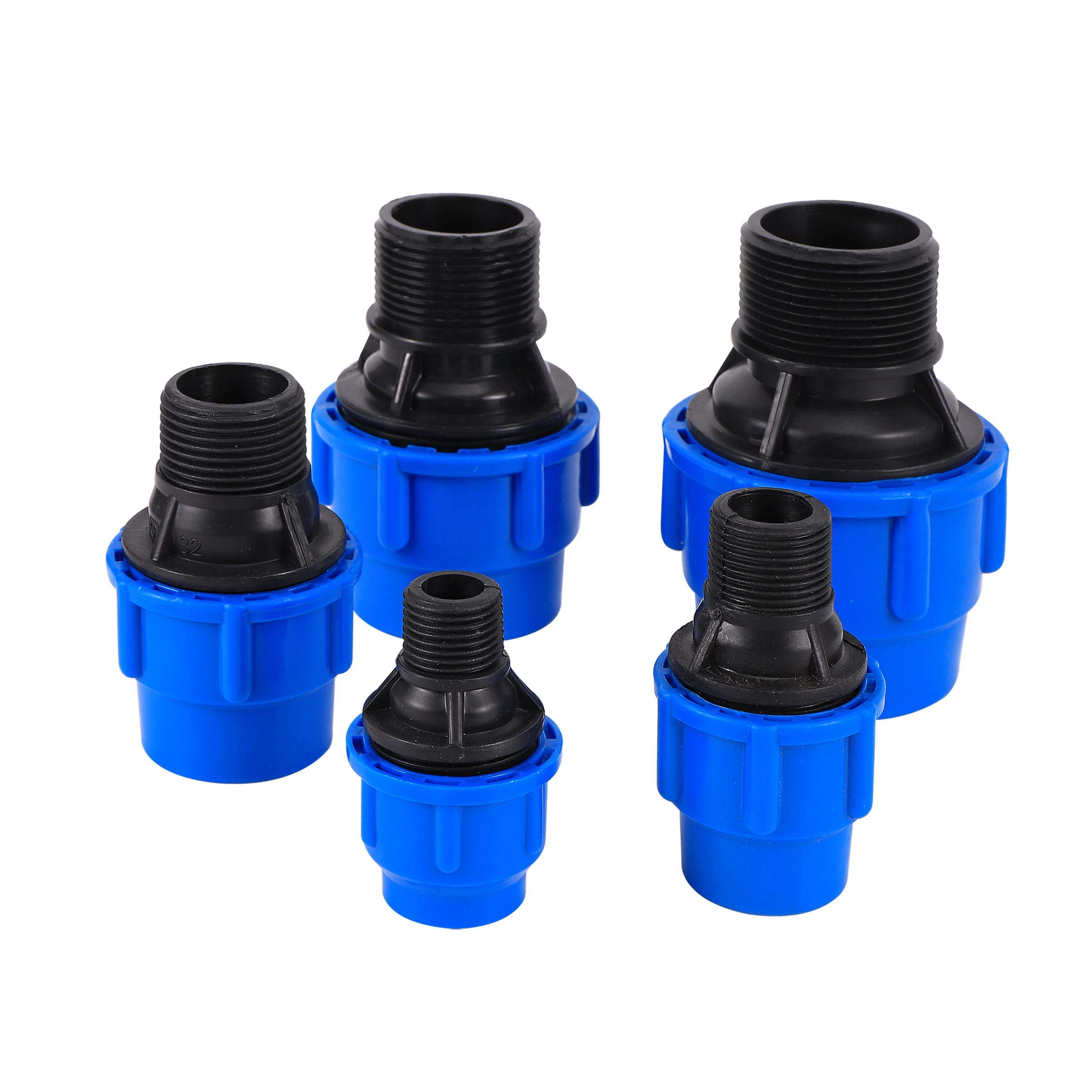 

1/2" 3/4"1"1.2"1.5" Male Thread To 20/25/32/40/50mm PE Pipe Straight Connector Irrigation System PE PVC Tube Conversion Coupling