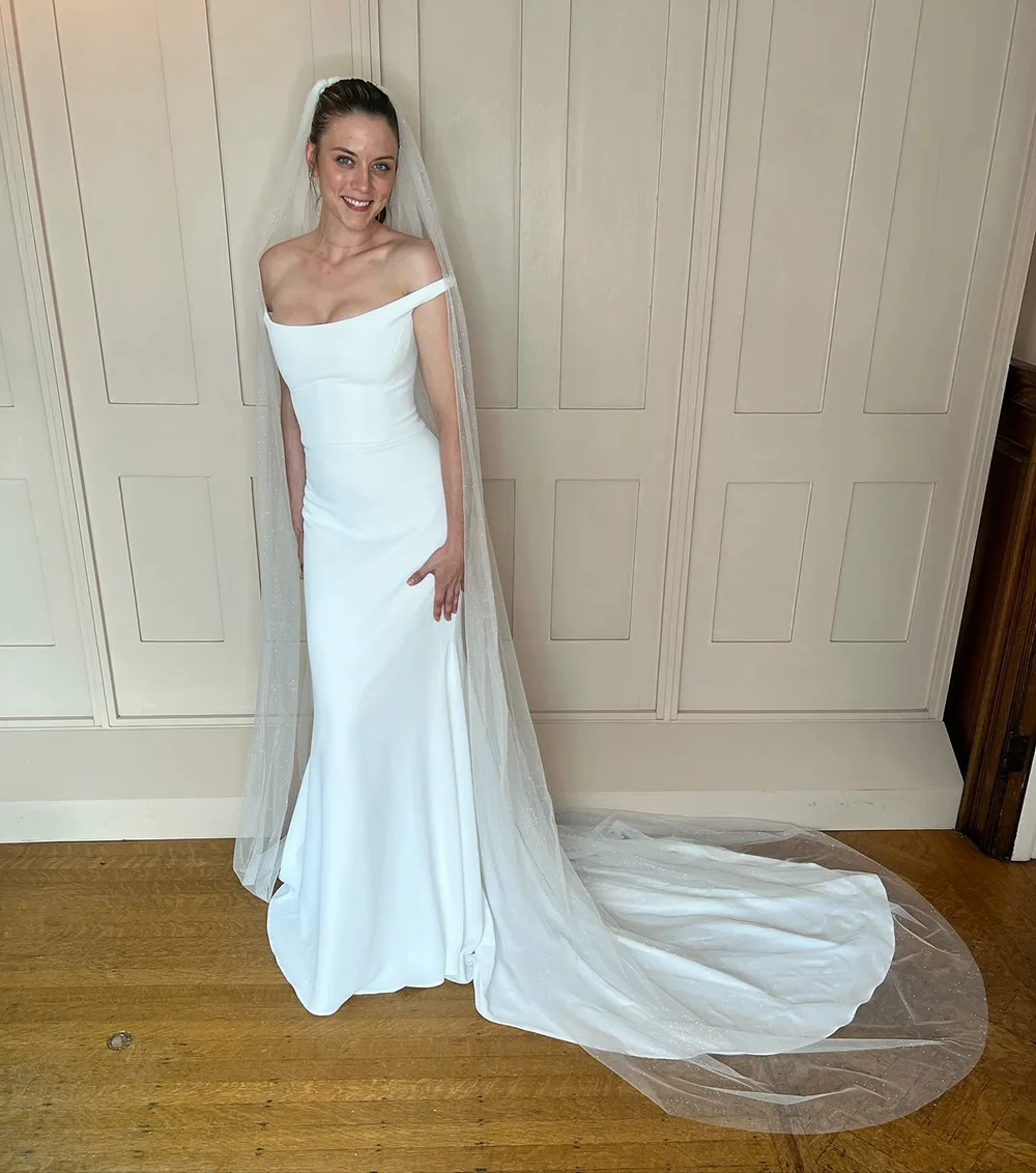 Abiti da sposa a sirena con strascico lungo Abito da sposa civile semplice senza spalline abiti da sposa Abito da sposa formale personalizzato