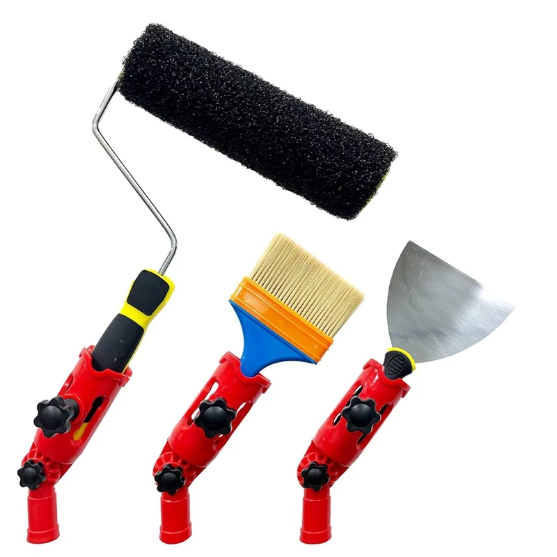 Multi-Angle Paint Brush Extender,Extension Pole Attachment Holder For Paint Brush,Roller,Secure Handle Grip,Rotatinghead