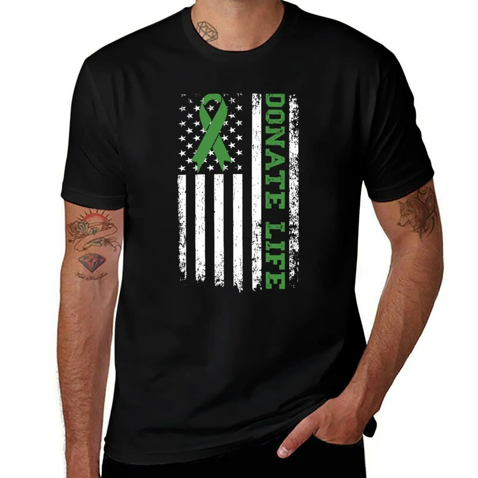 Donate Life Month Green Ribbon Organ Donor T-Shirt man t shirts graphic T-Shirt