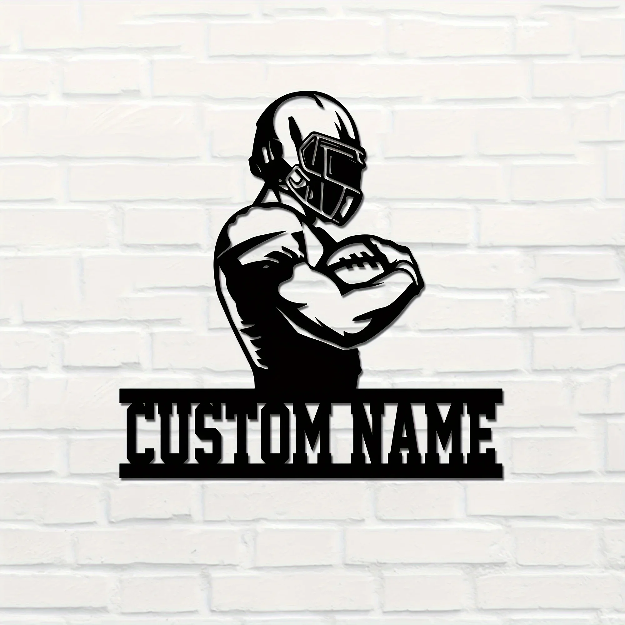 Custom Metal Football Surname Sign Black Iron Wall Silhouette Matte Finish Reusable Artistic Home Decoration for Room and Door