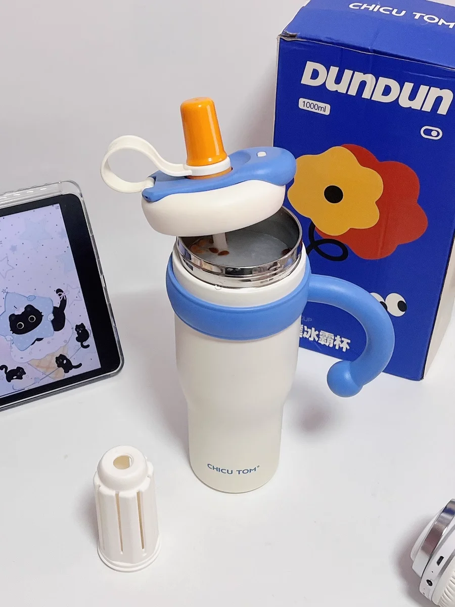 

750ml 316 Stainless Steel Thermos Straw-Top Dual-Port Large Capacity School-Office Car-Use Portable Water Bottle