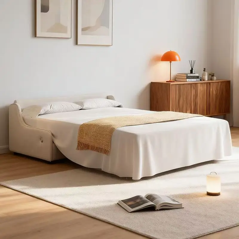 dt-Minimalist Velvet Reversible Sofa Bed Foldable Friendly Reclinable Compact Double Multi-functional High-end for Small Living