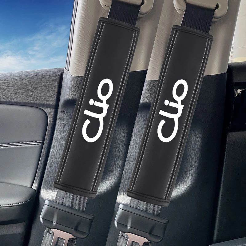 Housse d'épaule de ceinture de sécurité en cuir Nappa, 2 pièces, coussinets de Protection pour Renault Clio II III IV V 2 3 4 5 BR CR BH KH BF 2001 – 2023