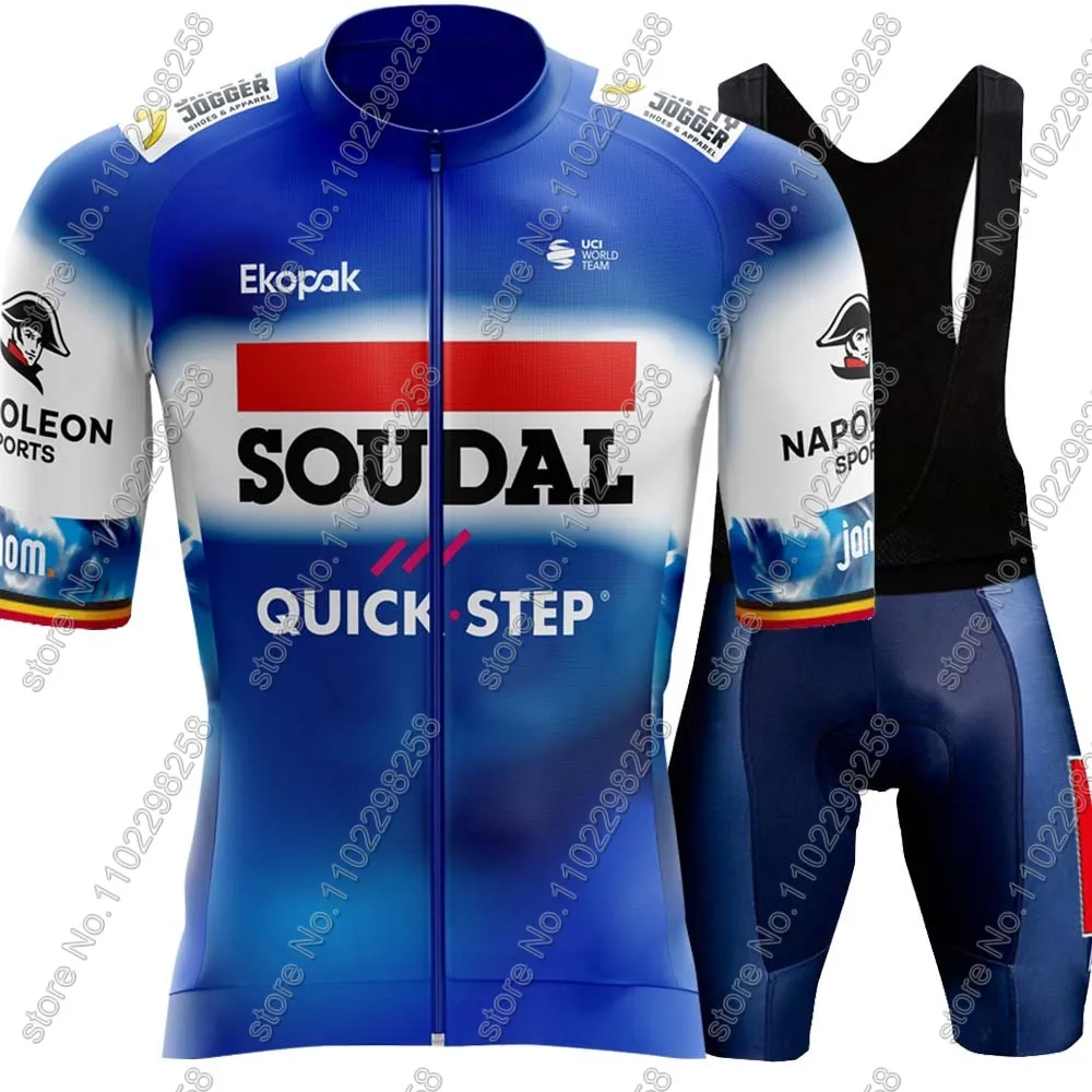 Soudal Quick Step 2024 maglia da ciclismo World Champion Set uomo francia Tour abbigliamento da ciclismo tuta da bici da strada tuta da bicicletta