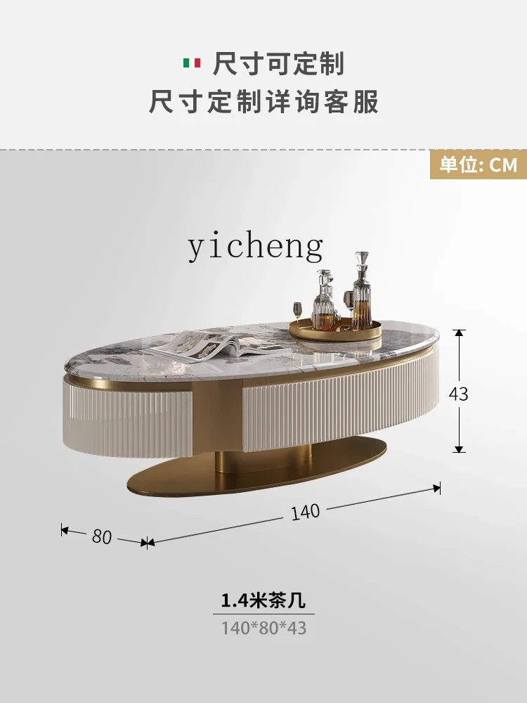 ZK Light Luxury Baking Finish Tea Table Marble Modern High-End Fashion High-End Club Oval TV Cabinet Unit