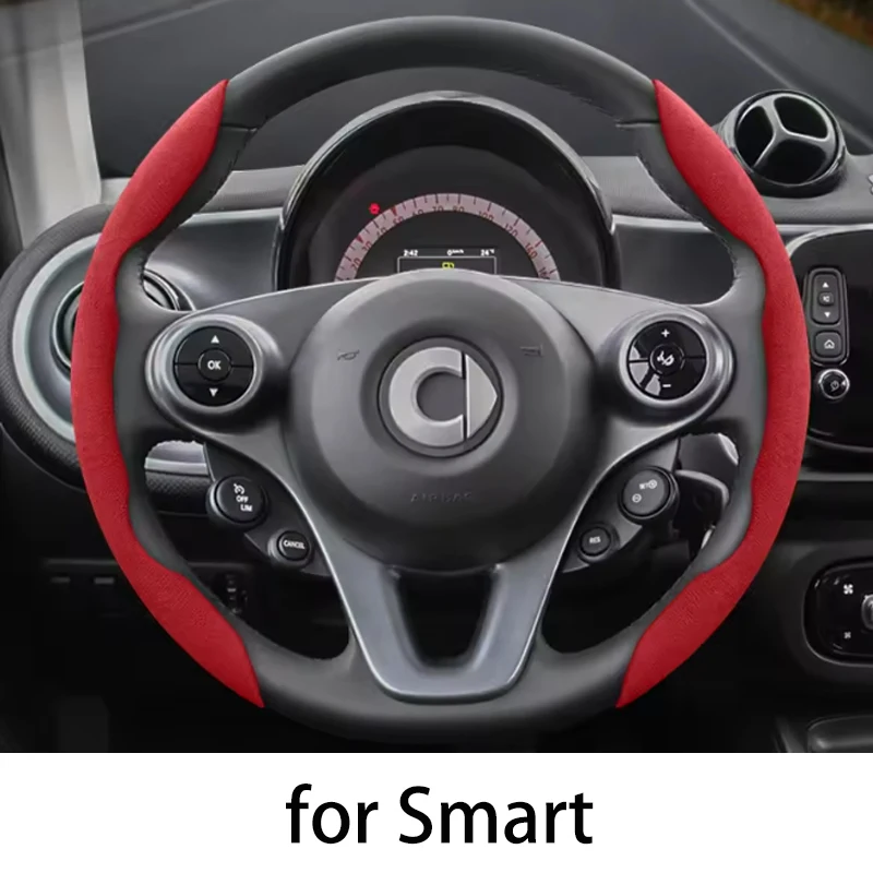 

for Smart Anti-Slip Buckle Segmented Suede Steering Wheel Cover Suitable for Fortwo 451 450 Tronsmart T7 453 Gauge Gbd2 1 3