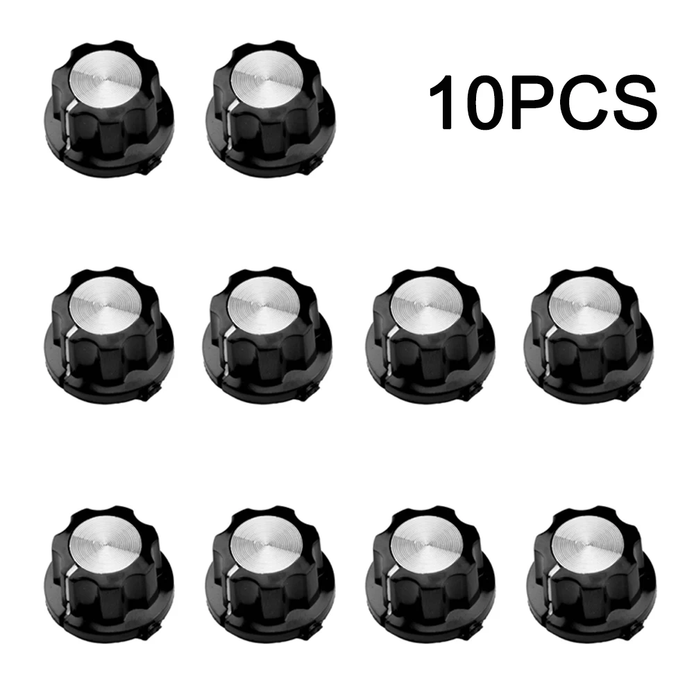 10Pcs Potentiometer Knob MF-A01 MF-A02 MF-A03 6MM Rotary Potentiometer Handle Rotary Switch Black Potentiometer Accessories