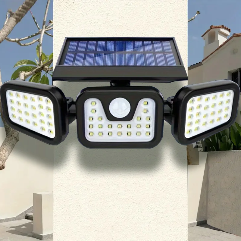 74 مصباحًا بمستشعرًا للطاقة الشمسية LED مع أجهزة استشعار للحركة، مصابيح حائط خارجية ذات 3 مستويات، مناسبة للأبواب الأمامية