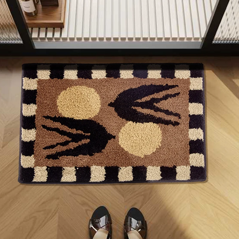 Vintage Tufting Swallow Bathroom Mat Soft Bird Rug Bedroom Bedside Carpet Doormat Floor Anti Slip Pad Aesthetic Home Room Decor