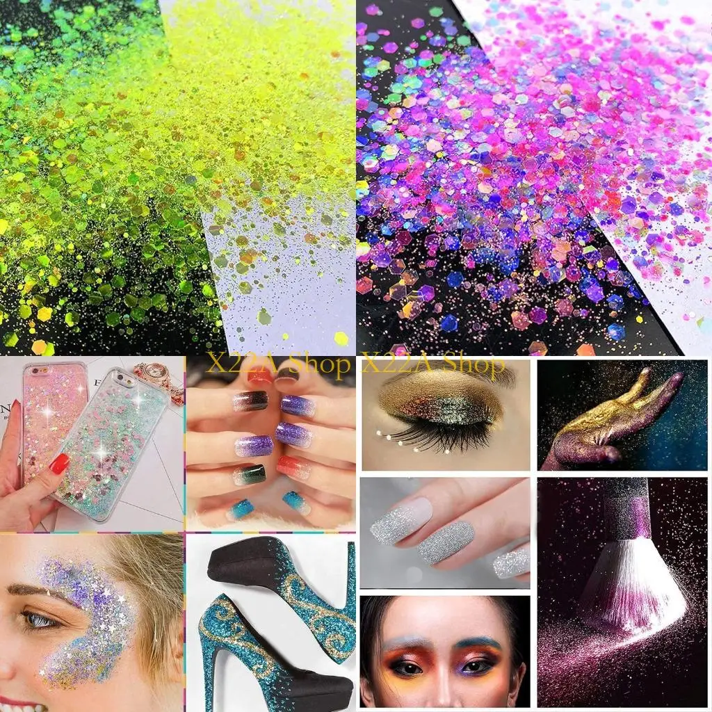 

Unique Fine Holographics Glitter for Lips, Lip Gloss, Face, Eyeshadow Body Art Flakes Craft Metallic Resin Glitter Safe to Use