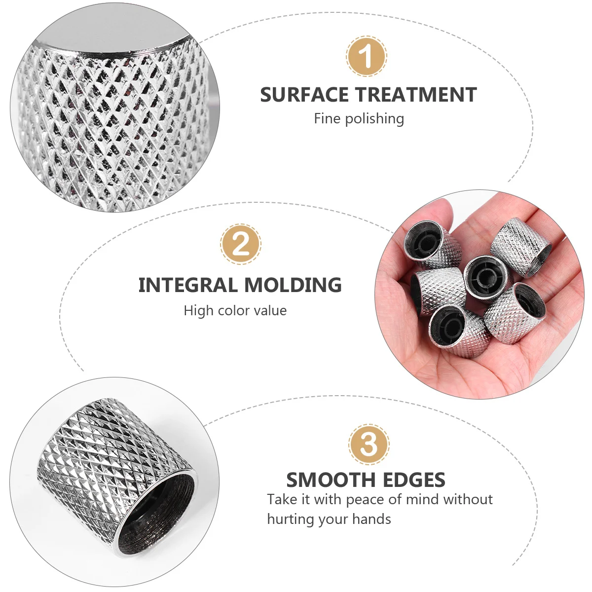 

6Pcs Guitar Knob Replacement Durable Metal Tone Control Flat Bass Amp Suitable Electric Silver Guitar Flat Knob