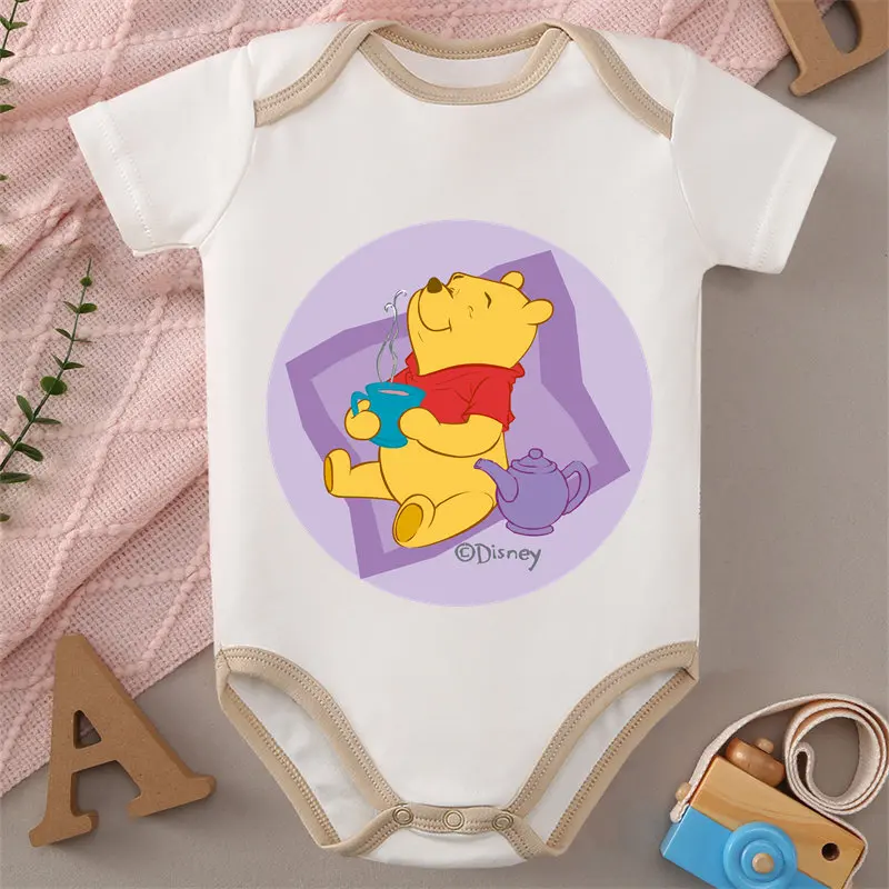 

MINISO Детская одежда с принтом Винни-Пух, комбинезон из 100% хлопка, комбинезон-боди для новорожденных от 0 до 12 месяцев, лучший подарок для ребенка