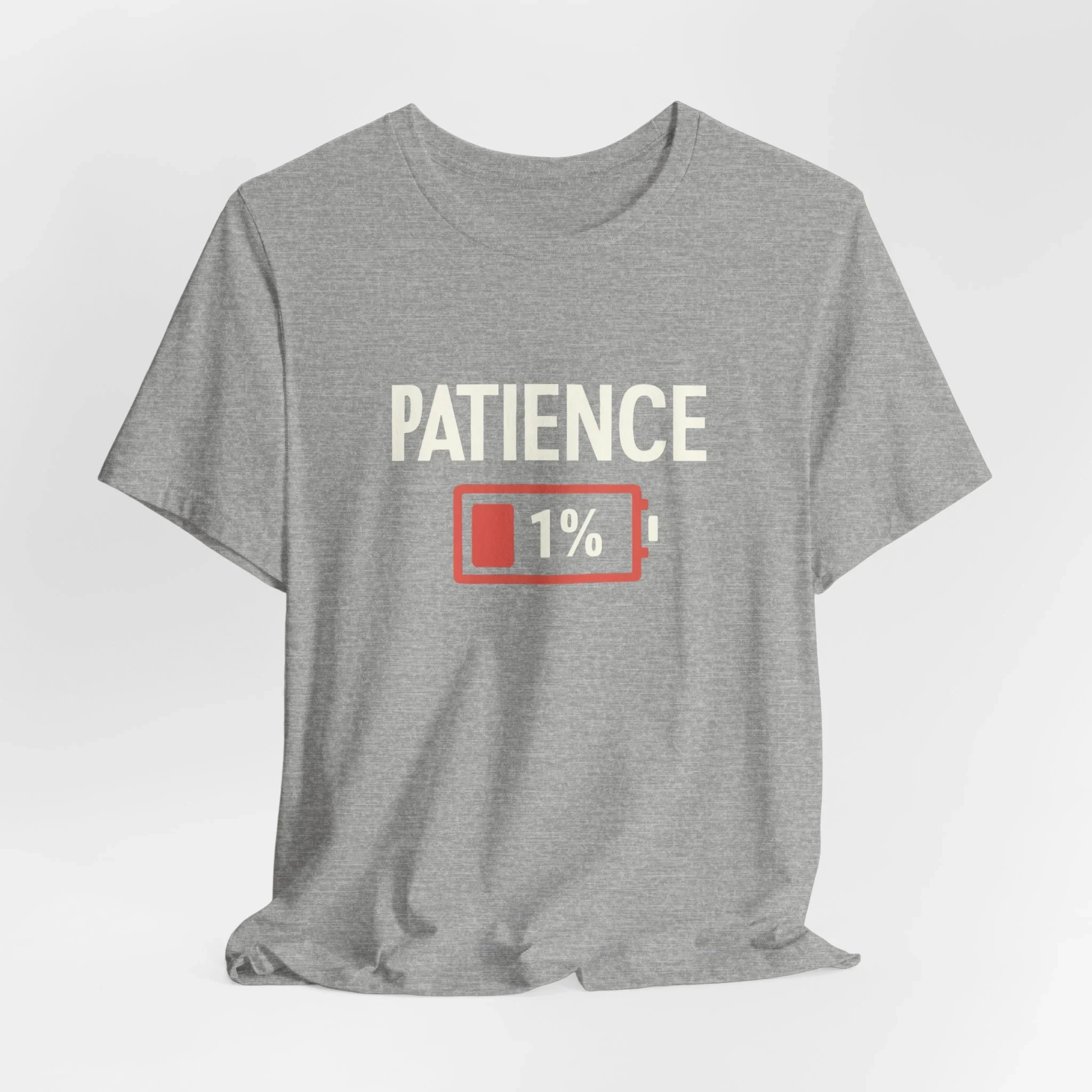 Patience 1% Battery Printed Women's T-shirt Funny Relatable Design Summer O-neck Short-sleeved Tee Men Basic Simple Tshirts Tops