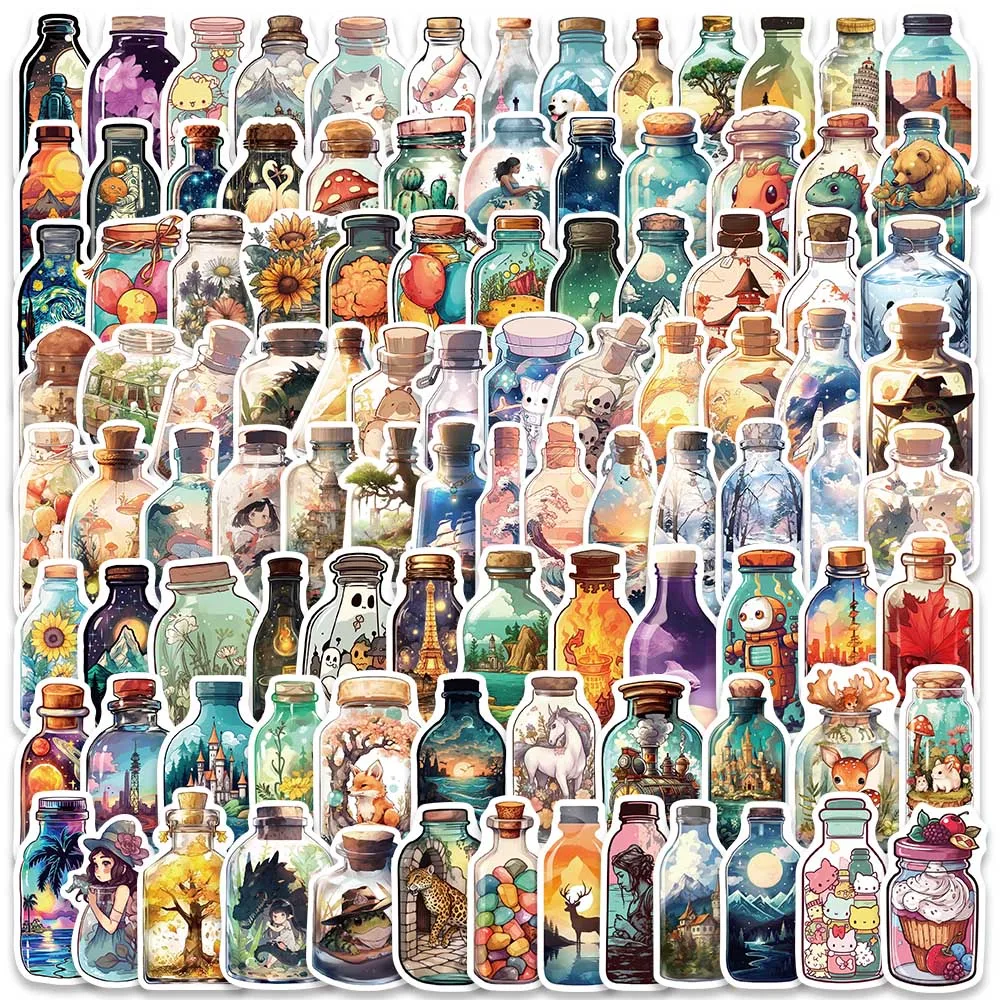 

50/100pcs INS Drink Bottle With Anime Cartoon Things Stickers Funny Graffiti Decals Laptop Luggage Skateboard Scrapbook Sticker