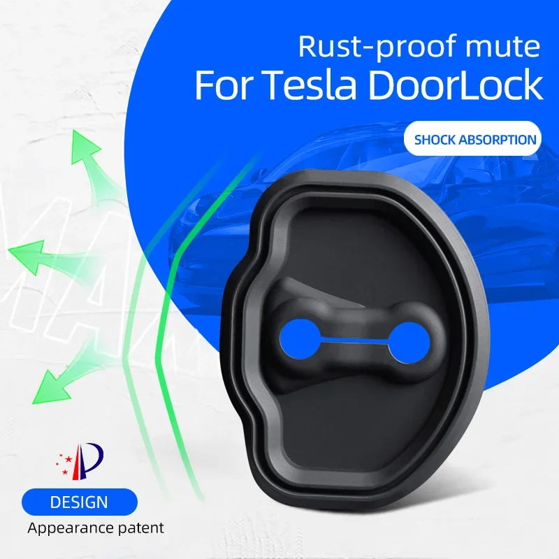 Door Lock Cover Applicable To 2017-2023 Tesla Model 3 Y X, Silicone Rust-Proof Mute Protector, Shock Absorption