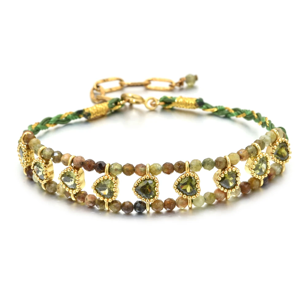 Natürliche Afrikanische Türkis-Steinperlen-Kettenarmband für Frauen mit Herz-Liebes-Kristallanhängern, Handgefertigter Exquisiter Schmuck – Detail 5
