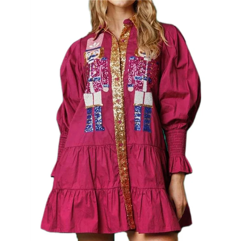 ASDS-Damenkostüm Nussknacker-Hemdkleid, Urlaub, Weihnachtsmann, Sweatshirt, Pullover, Minikleid