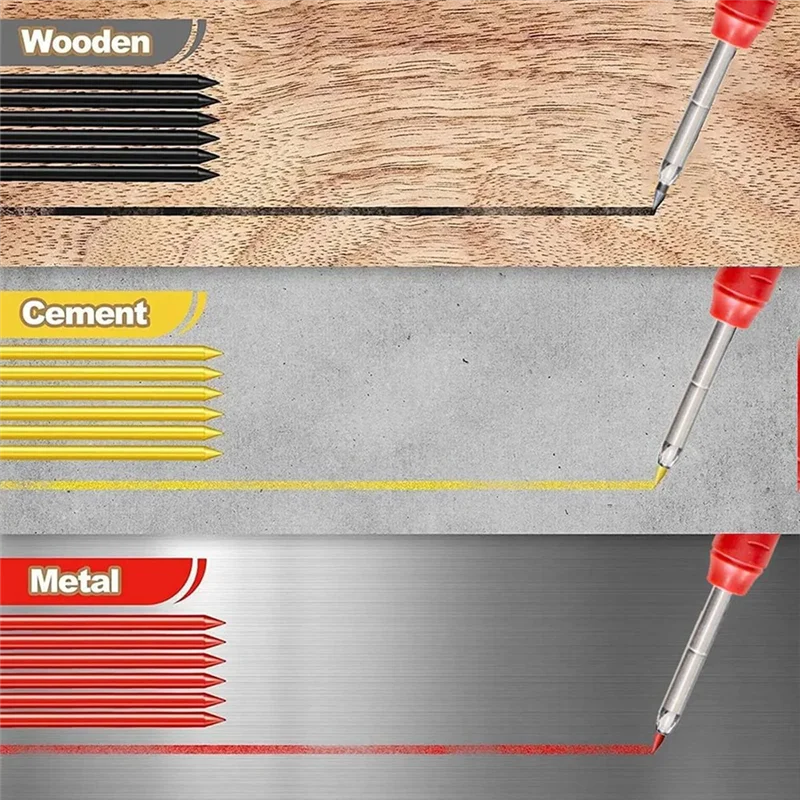 

SEWS-4 Carpenter Pencils, 34 Pen Cores, Deep Hole Marking Structure, With Sharpener, Mechanical Carpenter Pencil, Architect