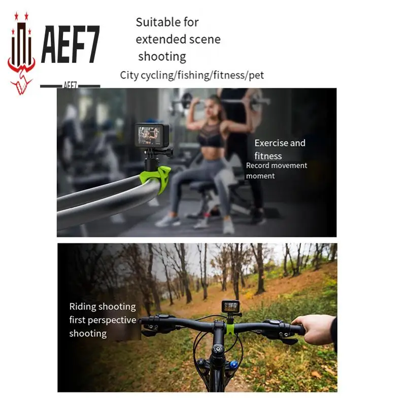 

AEF7-TELESIN Action Camera Mount Silicone Adjustable Mini Flexible Bracket For Gopro Insta360 Action Camera Accessories