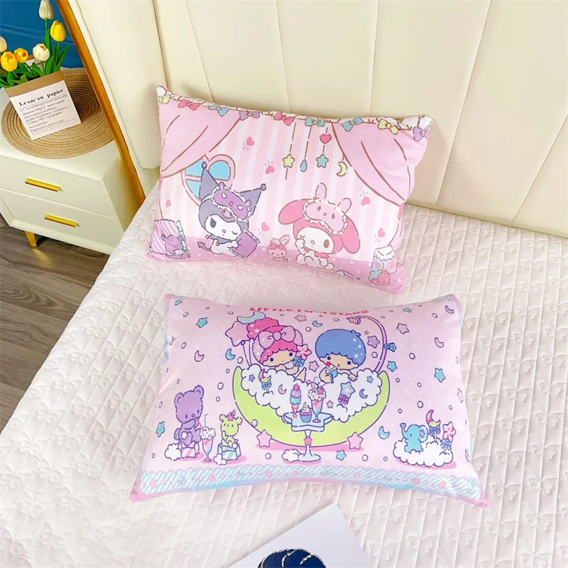 Japanese Style Printed Pillowcase Cute Kuromi My Melody Cinnamoroll Cushion Cover Throw Pillow Case Sofa Bed Home Decor Girl