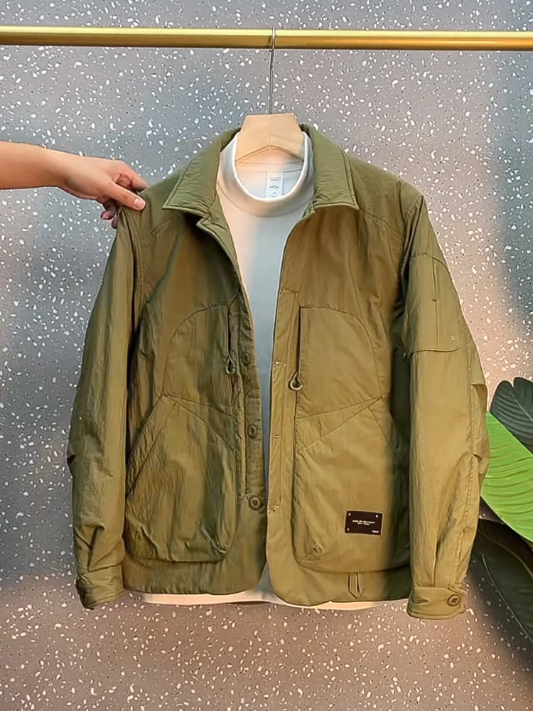 

Мужская рабочая куртка Sli Pure Color с отложным воротником, молодежная верхняя одежда для осени и зимы