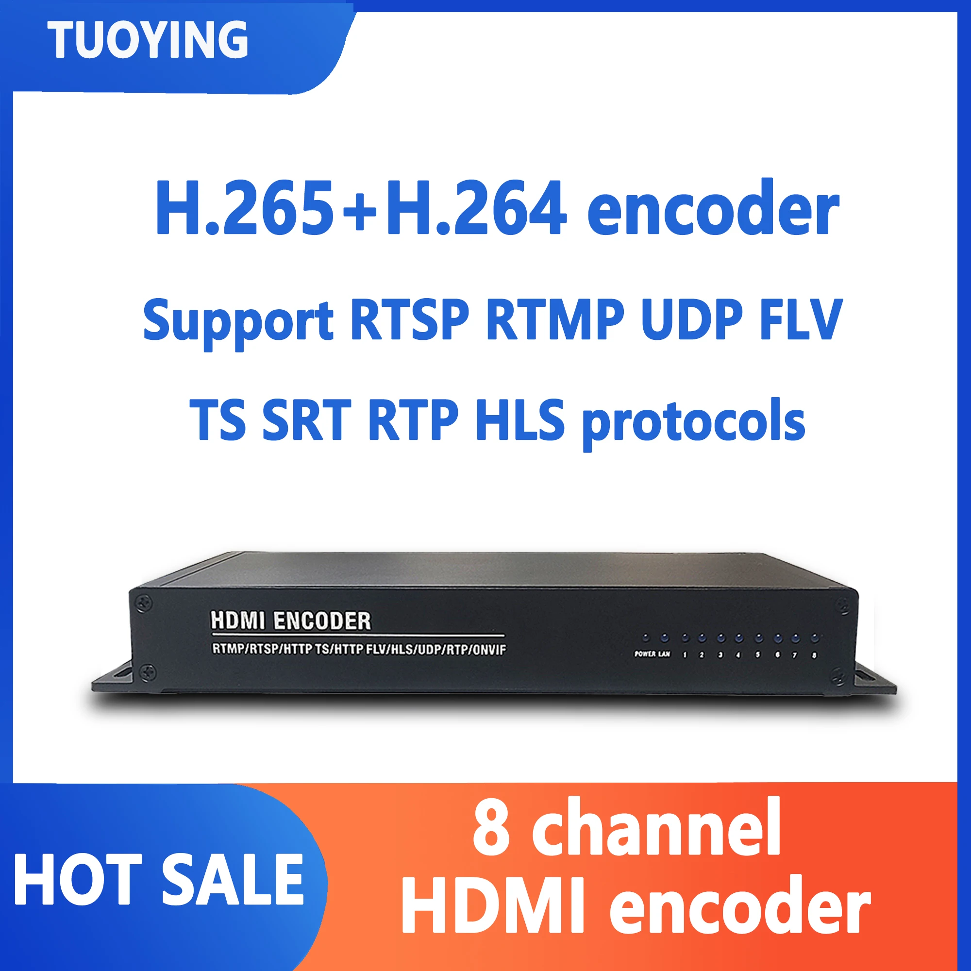 8-channel HDmi encoder HDMI to IP (http / rtmp / udp / rtsp / hls), H.264/H.265 network encoder, real-time live video encoder