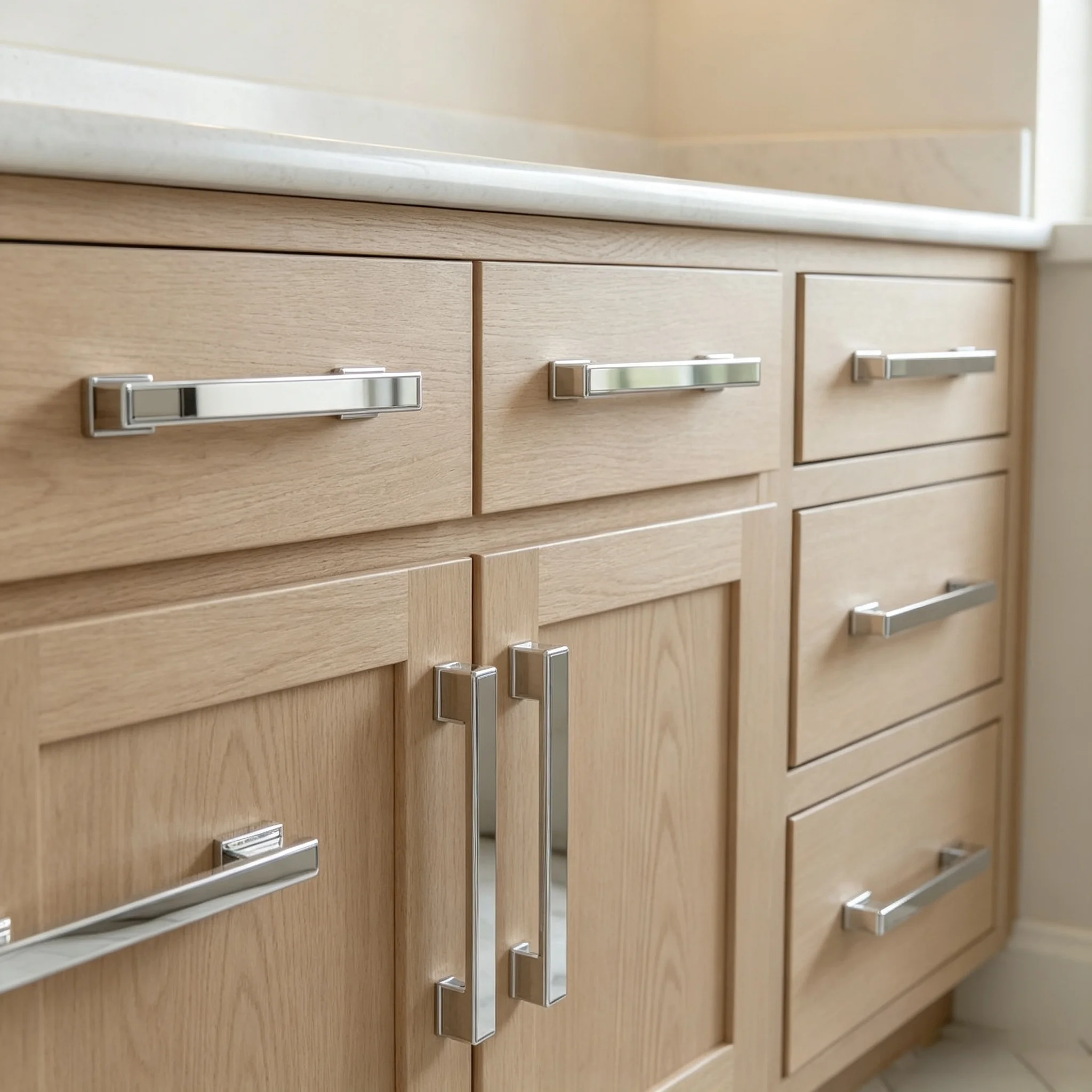 Chrome Cabinet Handles 10 Pack, American‑Style Metal Cabinet Pulls, Hardware for  Cupboard Drawer Wardrobe
