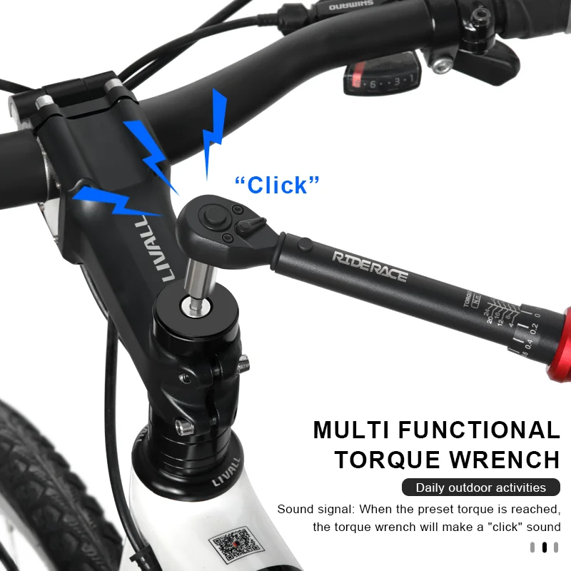 RIDERACE Fahrrad-Drehmomentschlüssel-Set 18-teilig 1/4" Doppelrichtung 2-24Nm Inbusschlüssel-Set Steckschlüssel für Motorrad-Reparatur-Kit Fahrrad – Detail 7