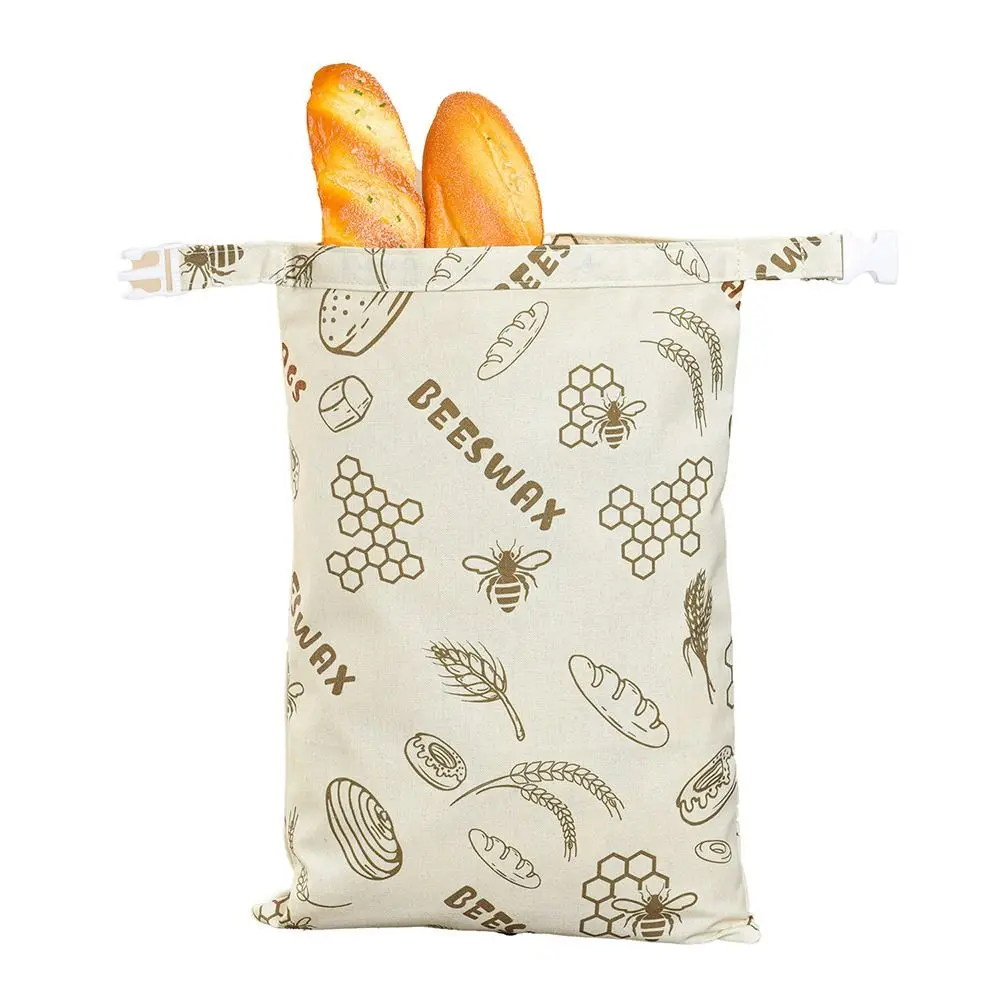 Reusable Beeswax Bread Bags Organic Linen Lock Closure Sourdough Bread Bags Freshness Preservation Large Capacity