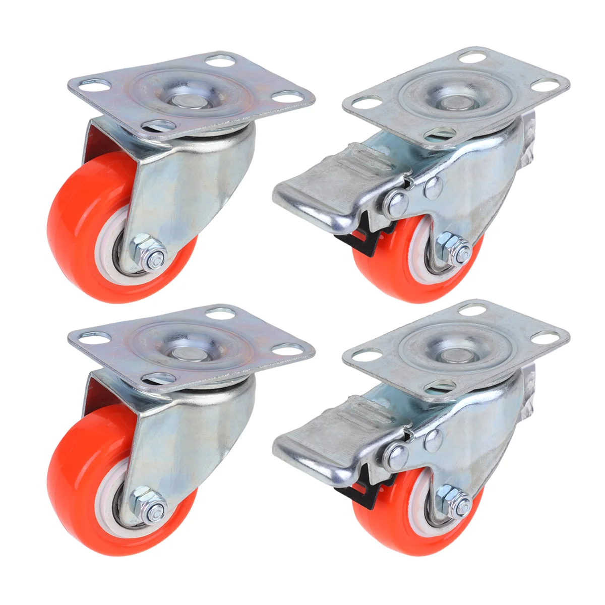 

4pcs 2 Inch Practical Silent PU Source Material Wear-resistant Industrial Use Brake System Caster Swivel Caster Wheels