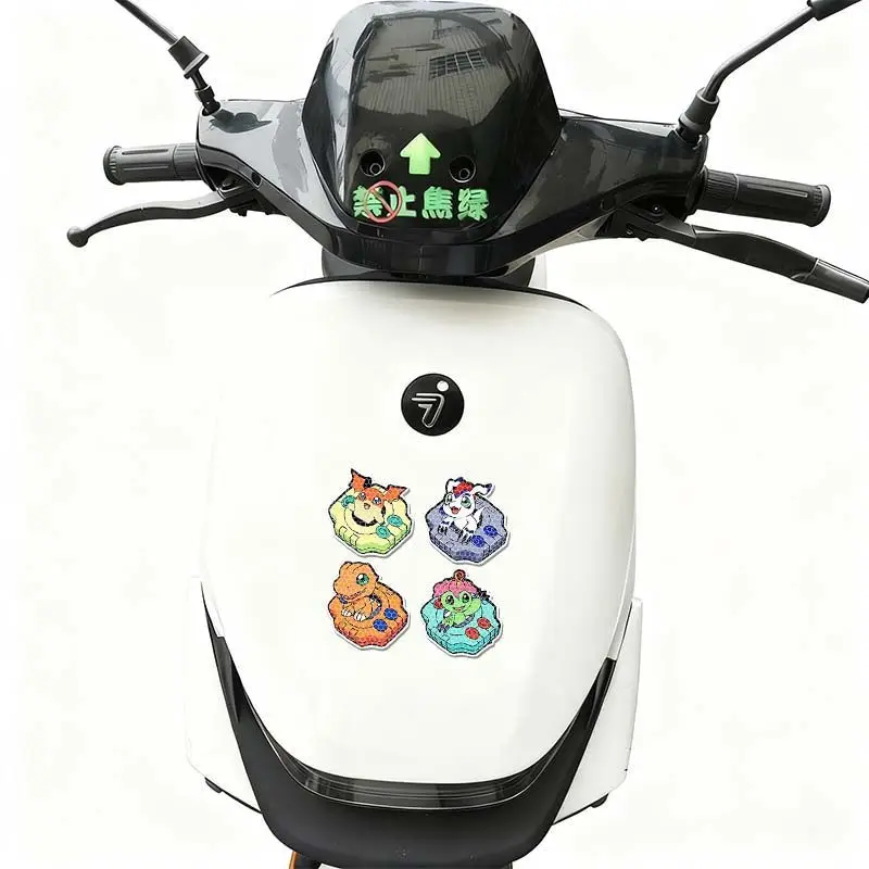 Digimon Anime Cartoon Creative Reflective Sticker for Electric Scooters, Decorative Motorcycle Scratch-Proof Waterproof Sticker view 4