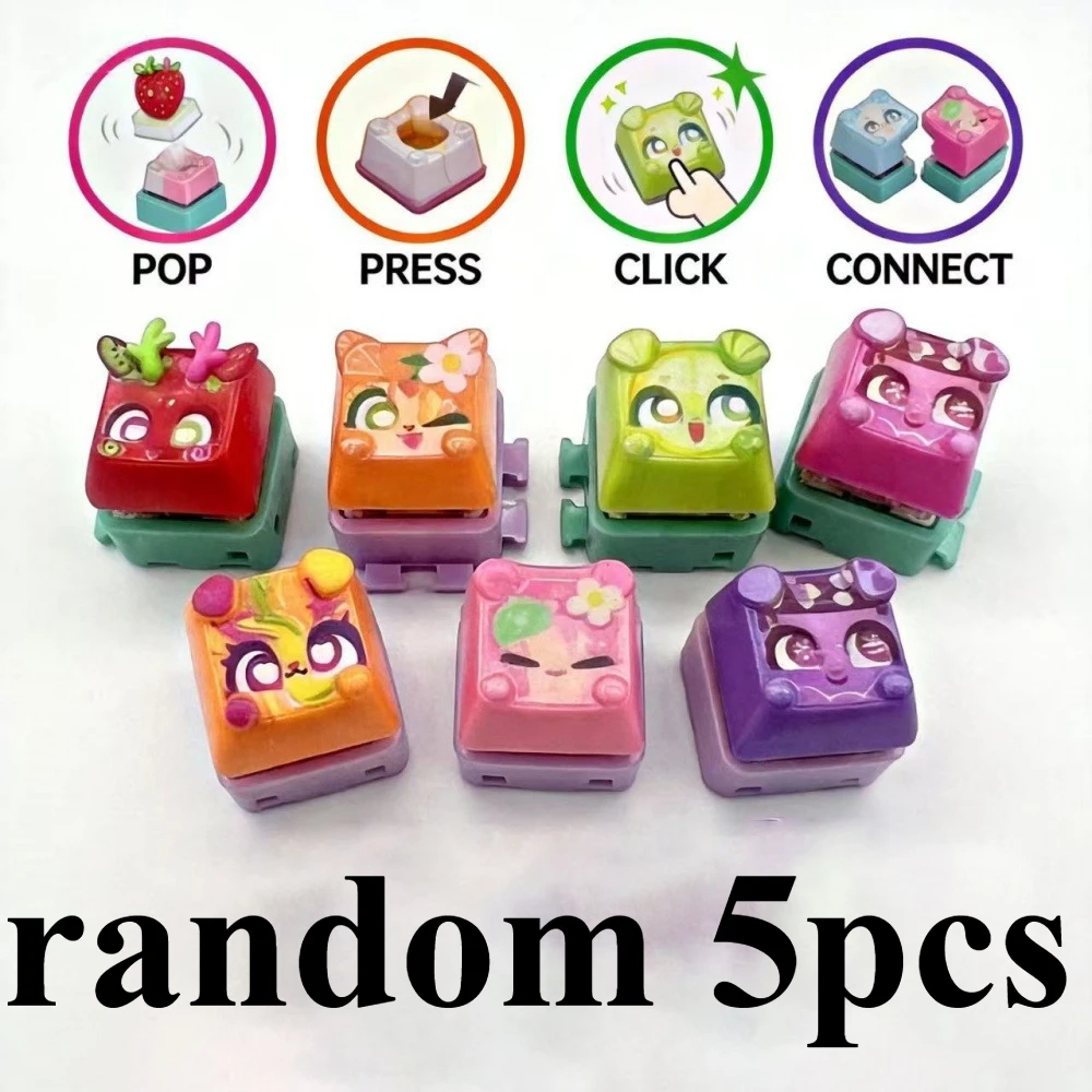 Clickeez Fidget Keycap Sleutelhanger Lichtgevende LED Mechanische Toetsenbordknop Stressverlichtende Speelgoed Blind Box Collectible Rugzak Charm