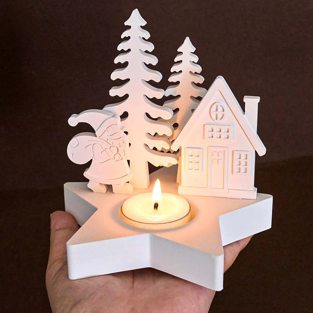 Molde de Silicone para Decoração de Natal: Suporte de Vela em Formato de Estrela, Árvore de Natal, Anjo, Alce e Papai Noel - Moldes DIY para Artesanato em Gesso e Resina