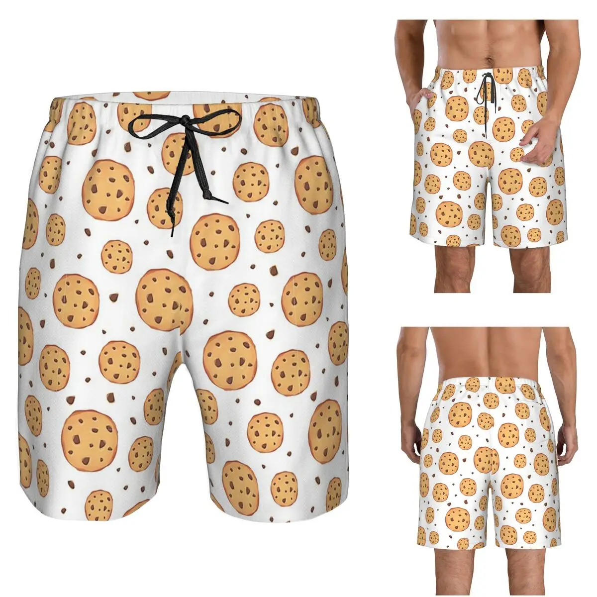 Chocolate Chip Cookies Trunks Beach Board Shorts Casual Quick Dry Swim Summer Men Pants