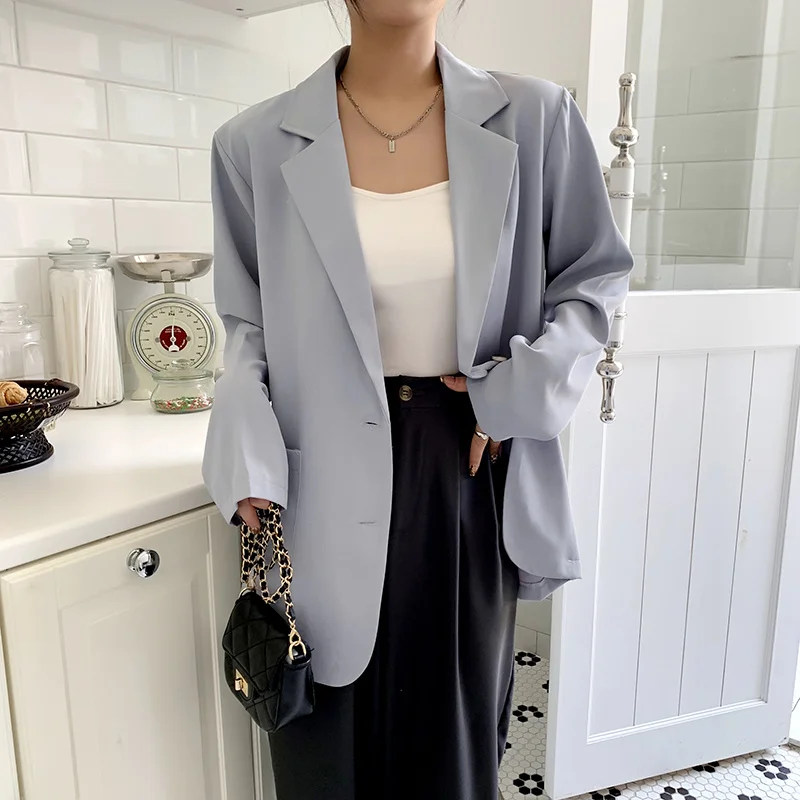 Women Chic Office Lady Double Breasted Blazer Vintage Coat Fashion Notched Collar Long Sleeve Ladies Outerwear Stylish Tops