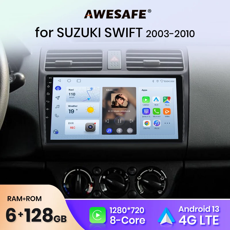 AWESAFE PX9 For SUZUKI SWIFT Android 2007 2008 2003-2010 Car Radio DAB Multimedia 2 din Android Auto Wireless CarPlay Autoradio