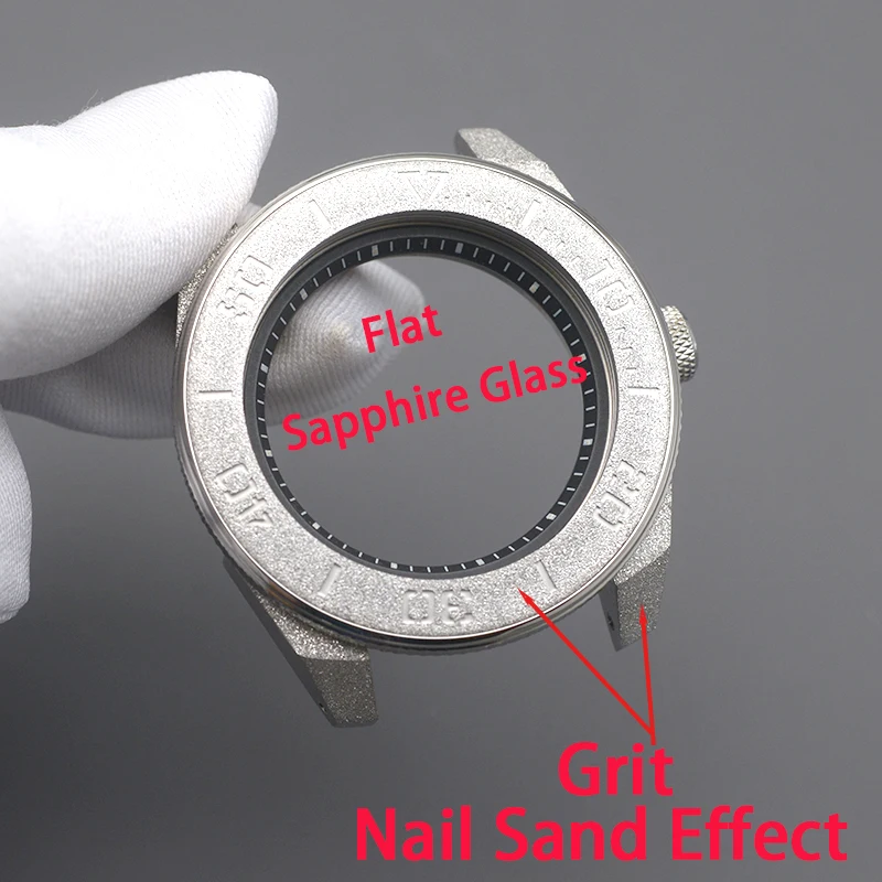 Grit Nail Sand Effect Watch Case With Sapphire Glass Fit NH34 7s26 4R35 4R36 NH35 NH36 For King Samurai Series