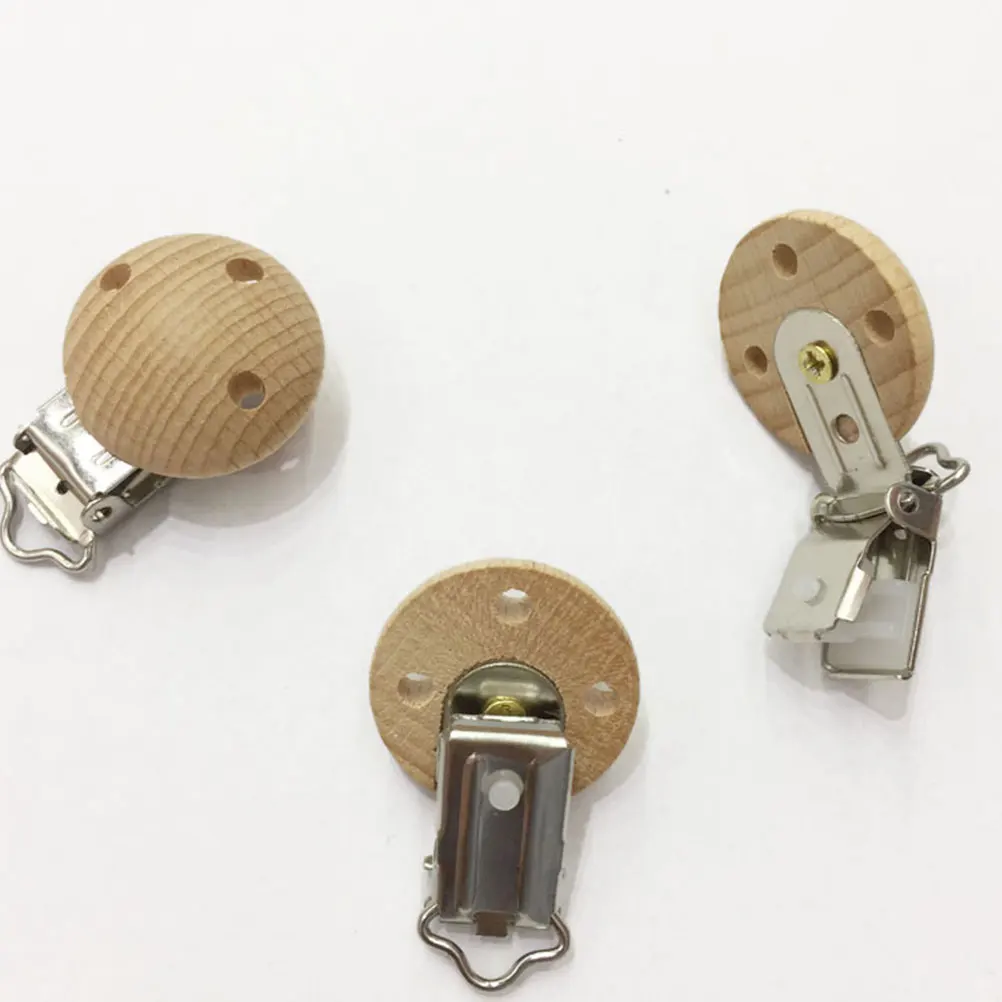

10 pcs Baby Pacifier Clips Wood Round Badge Holes Reusable Accessories Safe Newborn Infants Teeth Gums Development